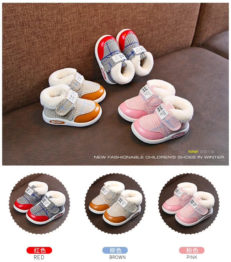 Kinder-Schneestiefel Winter Baby Jungen Warme Schuhe Kleinkind Mädchen Plüsch Gefütterte Verdickte Outdoor-Schuhe 0-5 Jahre Kinder Baumwollschuhe – Detail 4