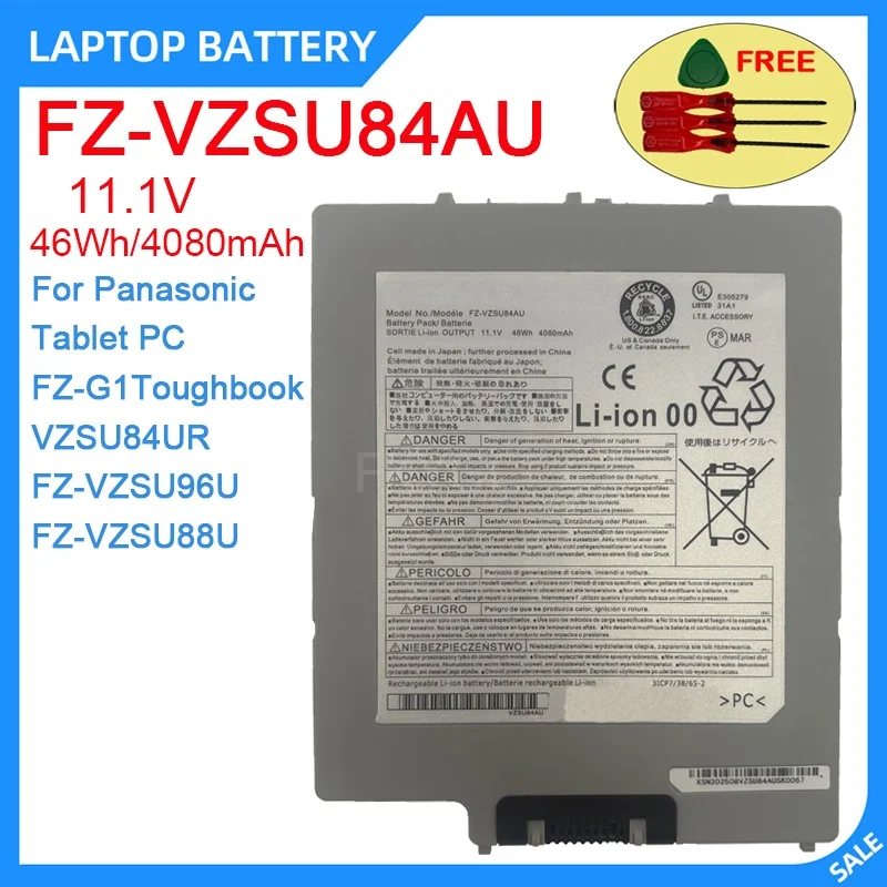 

New Laptop Battery FZ-VZSU84AU 11.1V 46WH 4080mAh High Quality For Panasonic Tablet PC FZ-G1Toughbook VZSU84UR FZ-VZSU96U