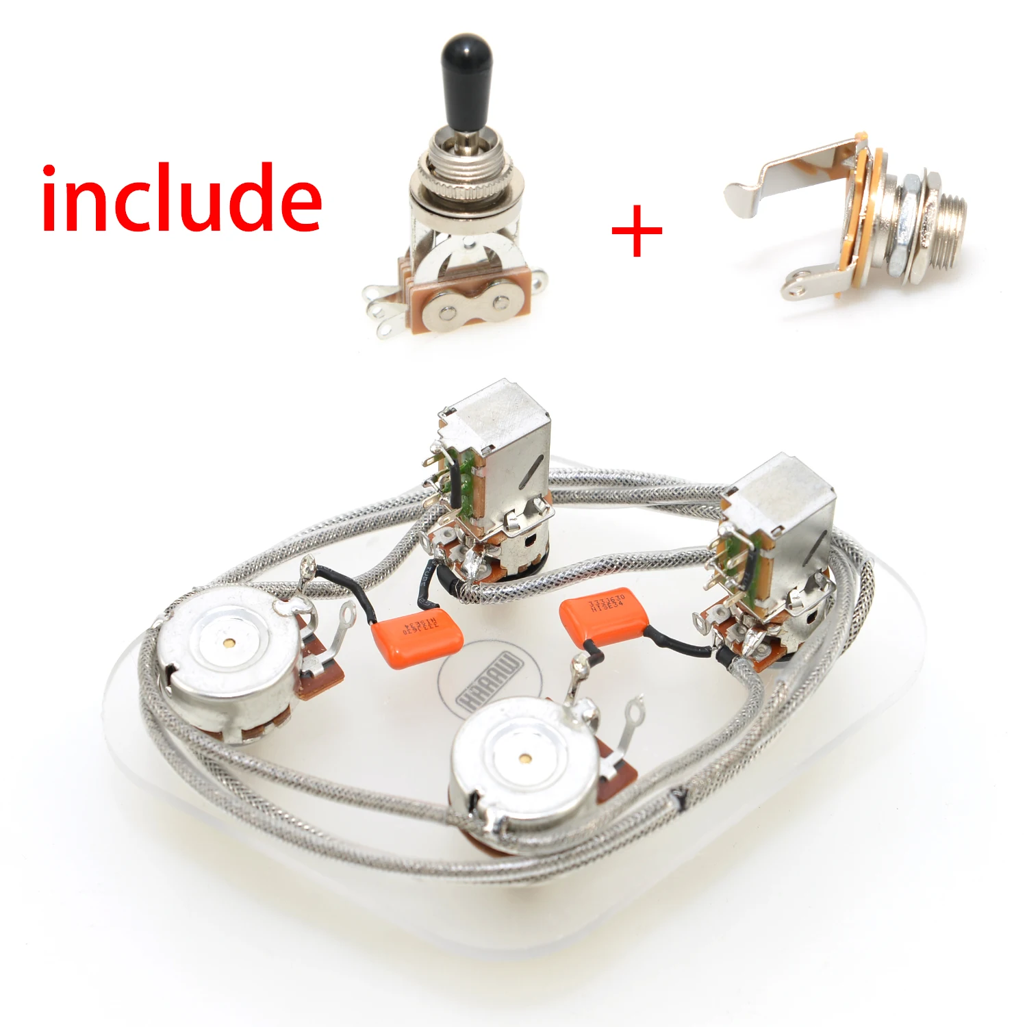 Electric Guitar 2T2V Prewired Loaded Guitar Wiring Harness Kit 500K Pots for LP Electric Guitar