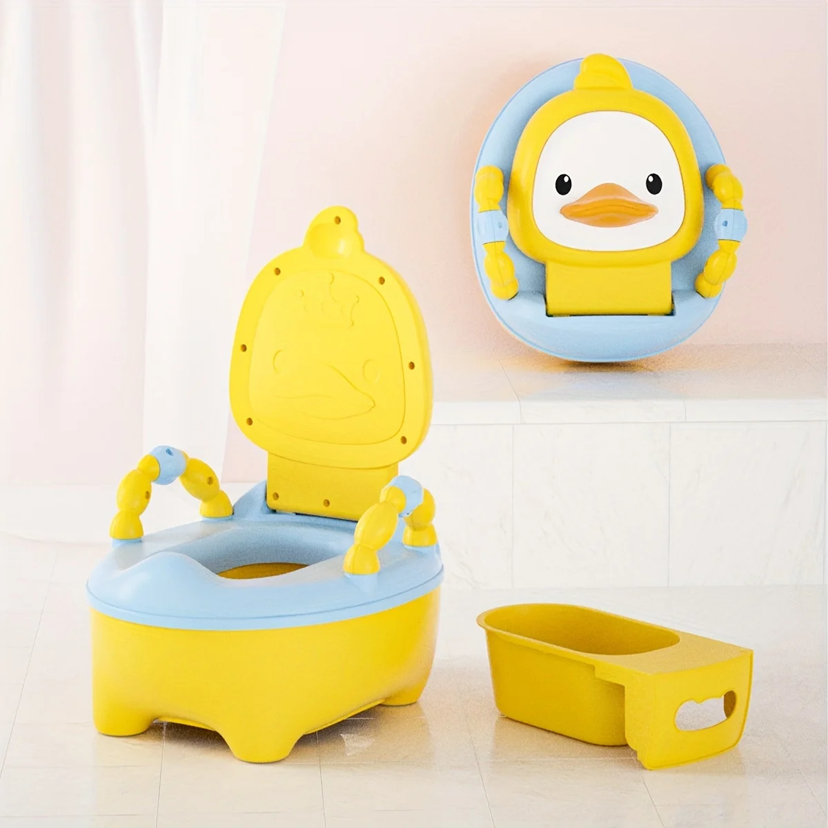 

1pc Cute Duck Design Plastic Potty Training Toilet for Youngsters Large Size with Drawer Easy to Clean Durable PP Material