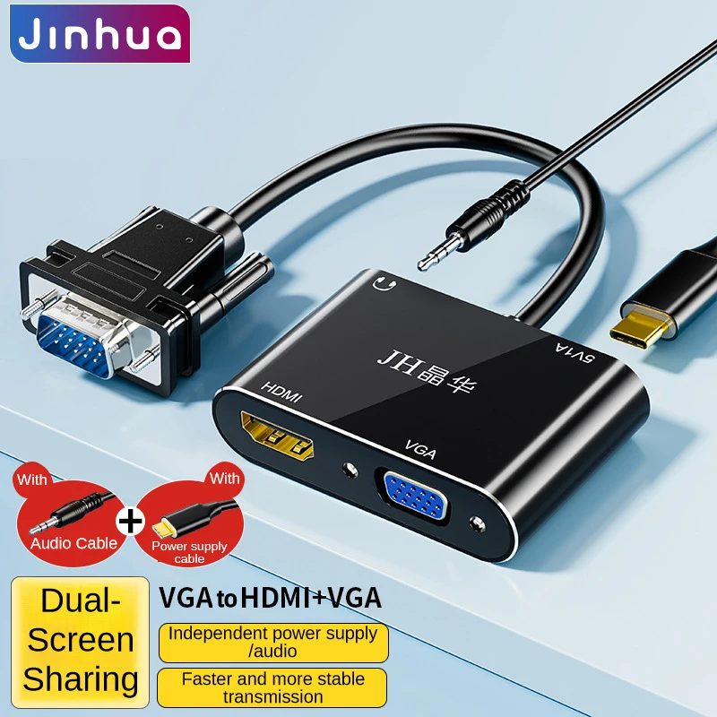 VGA to HDMI-compatible Converter Cable Full HD 1080P VGA to HDMI Cable Adapter With Audio Output for PC Laptop HDTV Projector