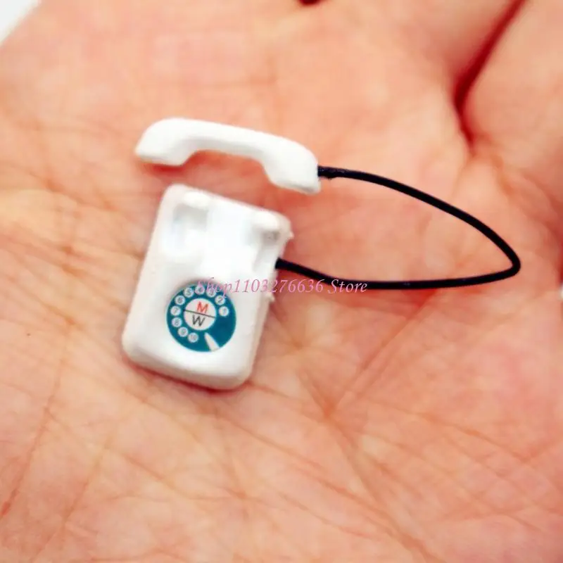 R6FD Spielzeugtelefon Retro-Stil Maßstab 1:12, zarte Puppenhäuser, Dekoration, Geschenk