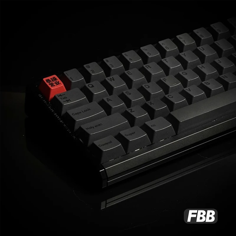 FBB Keycaps Grumpy Bunsiness Theme Fit for Cherry Mx Switches Mechanical Keyboard DIY PC Accessory Custom Black Red 1.7mm Thick