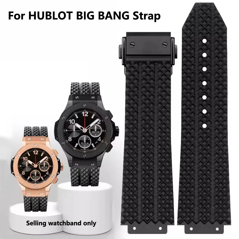 HUBLOT-Big Bung Pulseira De Relógio De Silicone Para Homens, Pulseira De Relógio Impermeável, Acessórios De Relógio, Pulseira De Borracha, 24x17mm, 25x19mm