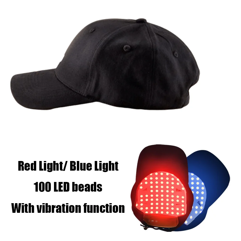 Infrared Light Red Light Hair Cap Red Blue Purple Light 56/100 LED Hair Growth Cap with Vibration Function USB LED Haircare Cap
