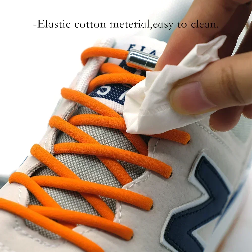 Elastic No Tie Shoelaces for Kids and Adults Easily Slip on And Off Sneakers Metal Lock Elastic Shoe Laces for Sneakers