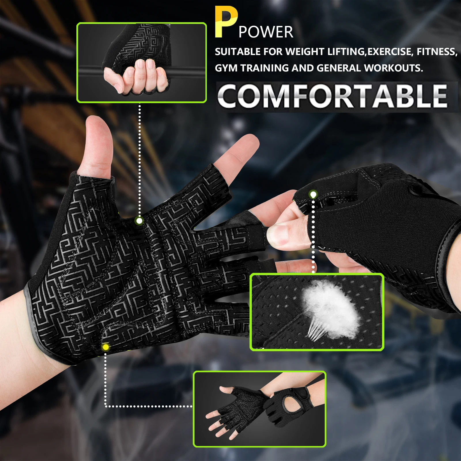 BIKINGMOREOK Gym Gloves Men Women Breathable Fitness Gloves,Anti-slip Strength Training Exercise Workout  Weight Lifting Gloves