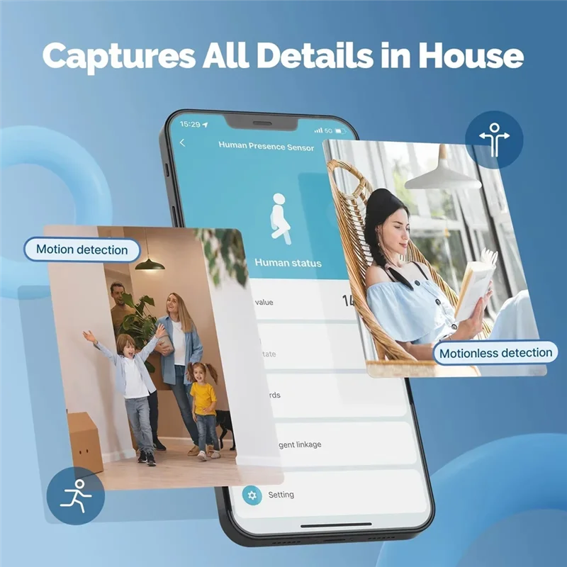 ABDE-Wifi Smart Human Presence Sensor Motion Motionless Detection Light Luminance Sensor Wired, App-Benachrichtigung