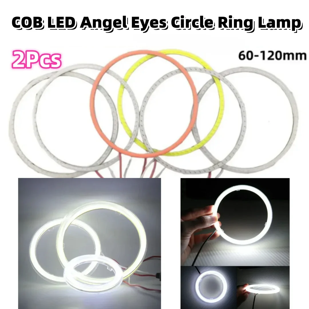 1Pair 12V COB Angel Eyes LED Car Halo Ring Lights with Shell Red Blue Headlight 60MM 70MM 80MM 90MM 100MM 120MM Car Decor Lights