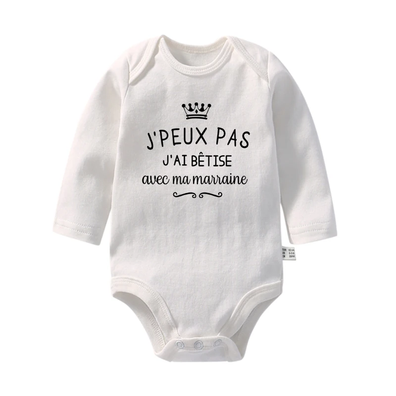 I Can Not Stupidity with My Godmother Funny Newborn Baby Rompers Cotton Long Sleeve Boys Girls Bodysuits Infant Baby Clothes