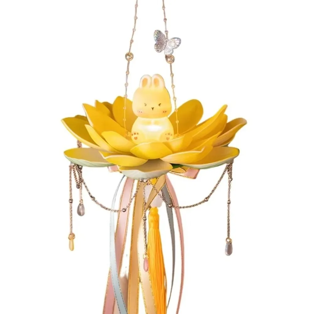 

DIY Lotus Flower Lanterns Glowing Handmade Rabbit Lotus Lantern Material Package Luminous Mid-Autumn Festival Lantern
