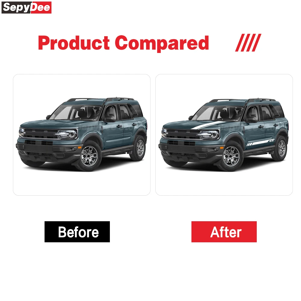 Car Hood Engine Cover Decal 4 X 4 Graphic Body Door Side Stripe Kits Vinyl Stickers for Ford Bronco Sport Car Tuning Accessories