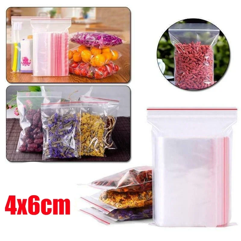 1000/500/300/100pcs Seal Bags Small Clear Plastic Bags Resealable Zip Lock Bags Food Storage Package Vacuum Fresh Organizer Bag