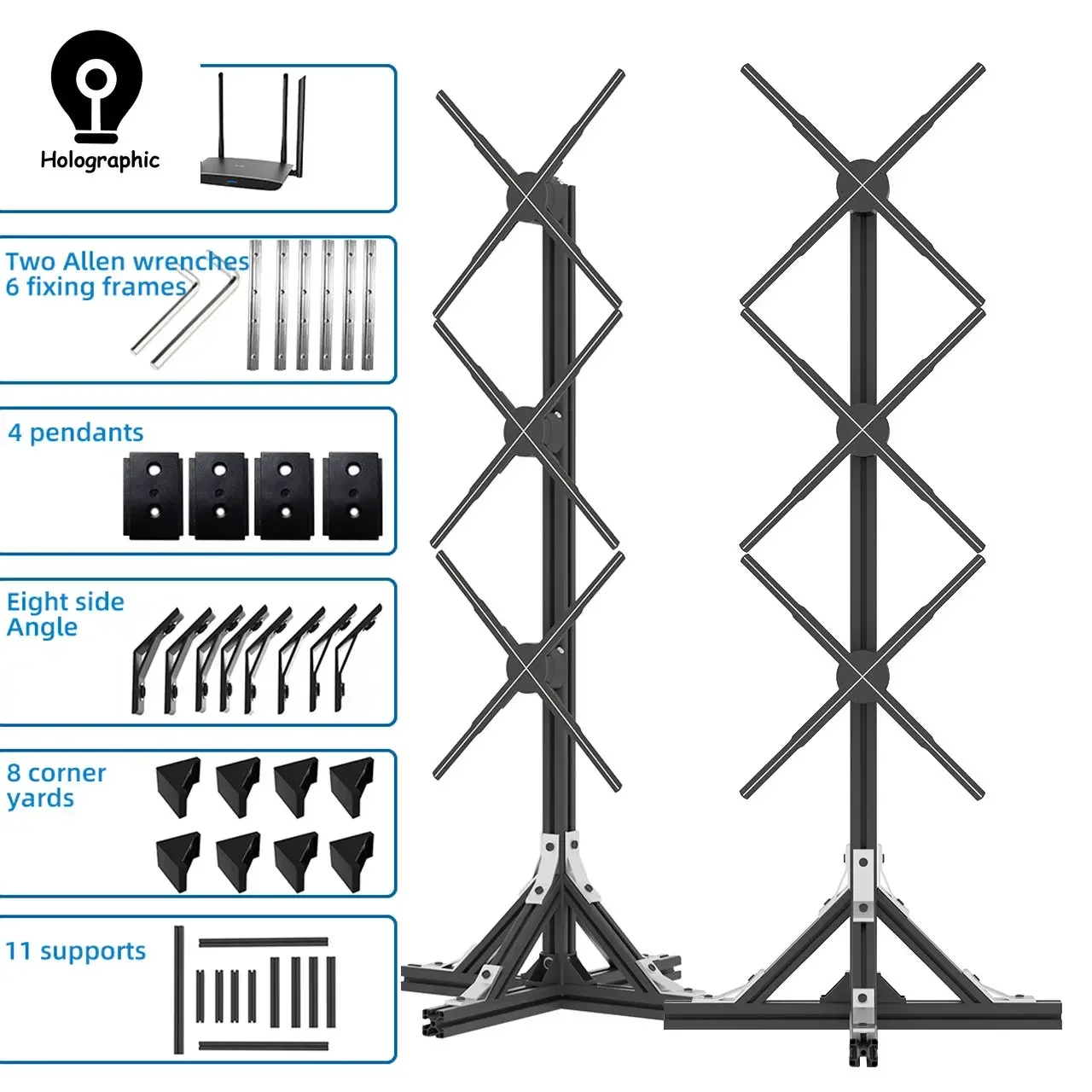 holograma projetor fan publicidade display stand sinal led holografico lampada player splicing suporte 50cm 3d 01