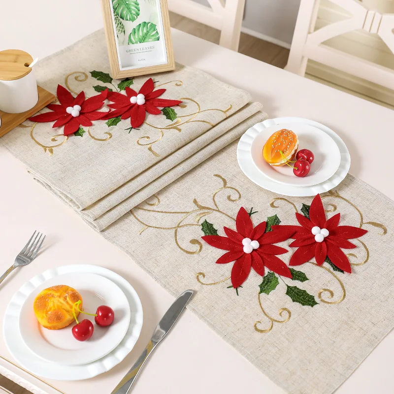 3D Embroidered Tablecloth Table Runner Coffee Table Cloth Tablecloth Fashionable Simple Modern Table Mat Embroidered Tablecloth