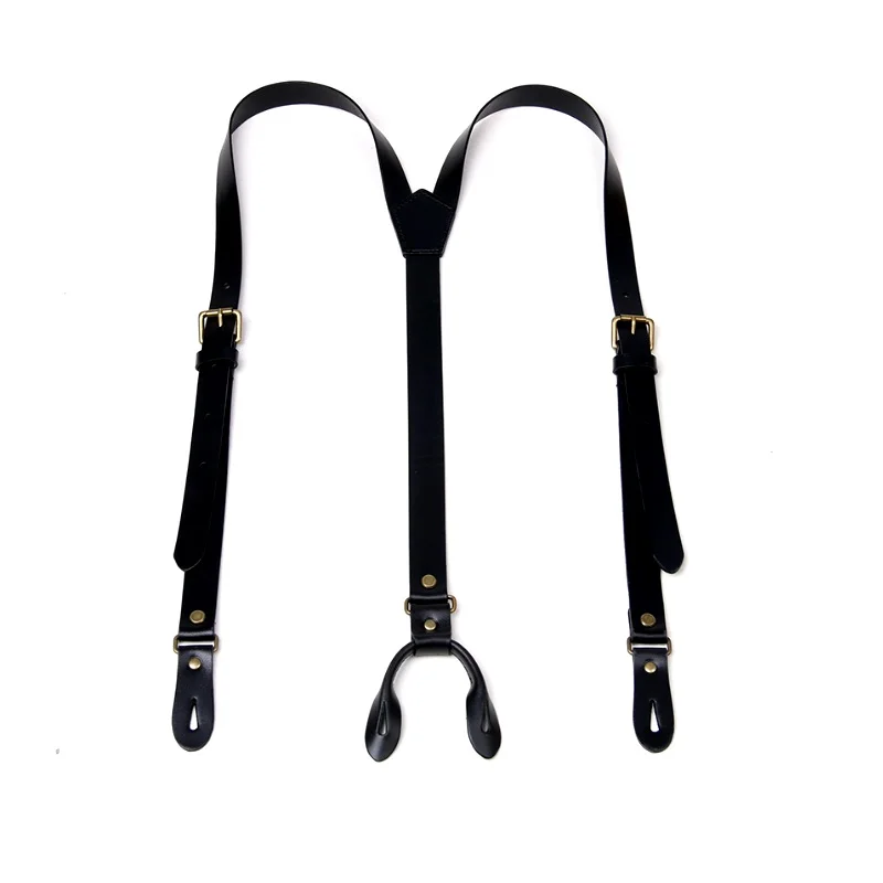 2*130Cm Leather Men\'s Suspenders 4 Button Suspenders For Men Adjustable Tactical Suspenders Braces Accessories Man Harness Man