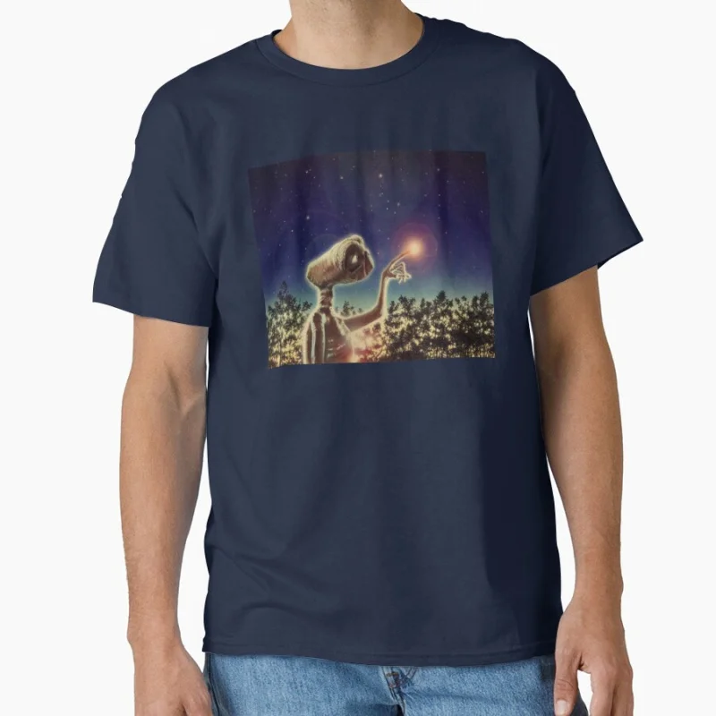 إي.ت. تي شيرت The Extra Terrestrial (1982) فيلم ريترو 80s الغريبة الخيال العلمي هدية تي شيرت كبير الحجم ملابس مطبوعة جرافيك #4