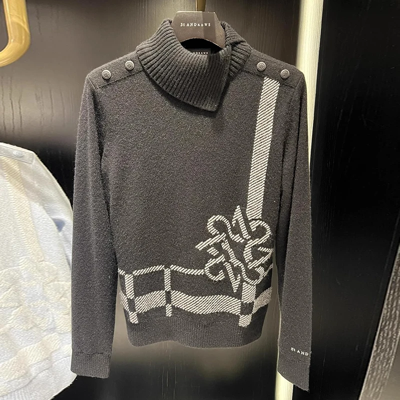 

Women's Half-High Neck Golf Top - Warm Thermal Knit Long Sleeve for Cold Weather Style & Comfort