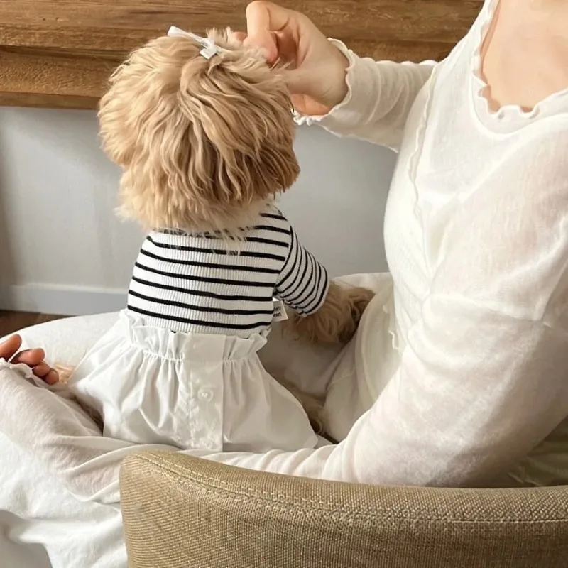 

Sommer Fashion Pet Dog Striped Dress Pet Clothes Teddy Couple Dress Vest Maltese Anti-Shedding Puppy Skirt Pets Supplies Vest