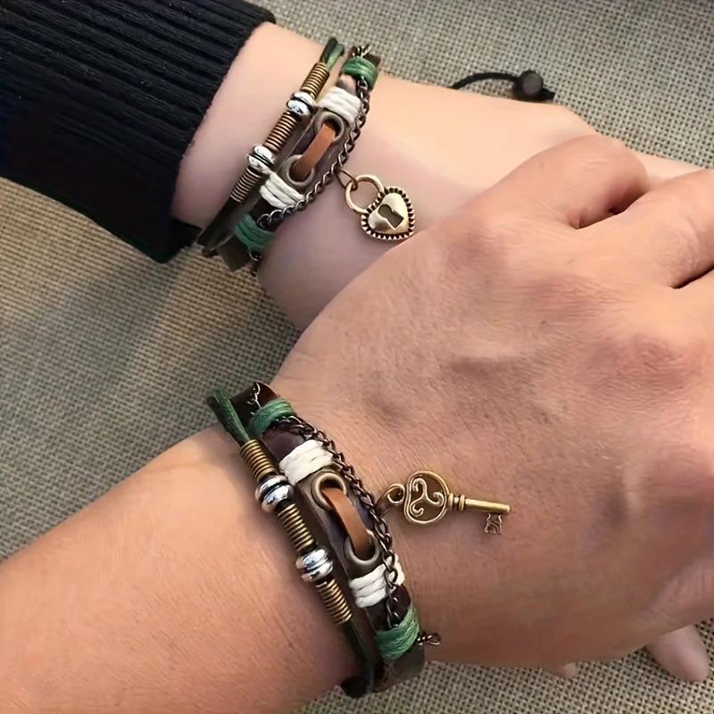

New Hip Hop Punk Vintage Simple Leather Gothic Adjustable Strap Bracelet for Women Men Couple Jewelry