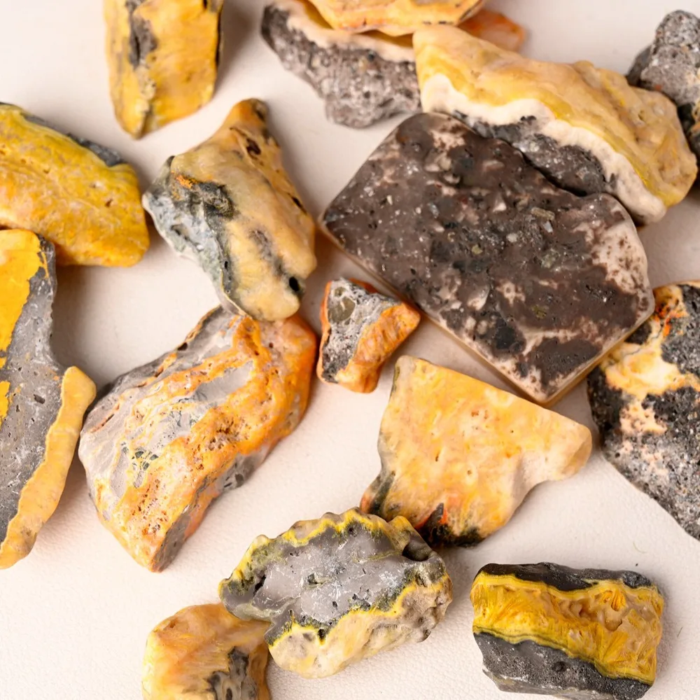 Natural BumbleBee Jasper Freeform Bulk, Yellow Bee Jasper Raw Stone, Mineral Specimen, Crystal Collection, DIY, Jewelry Making