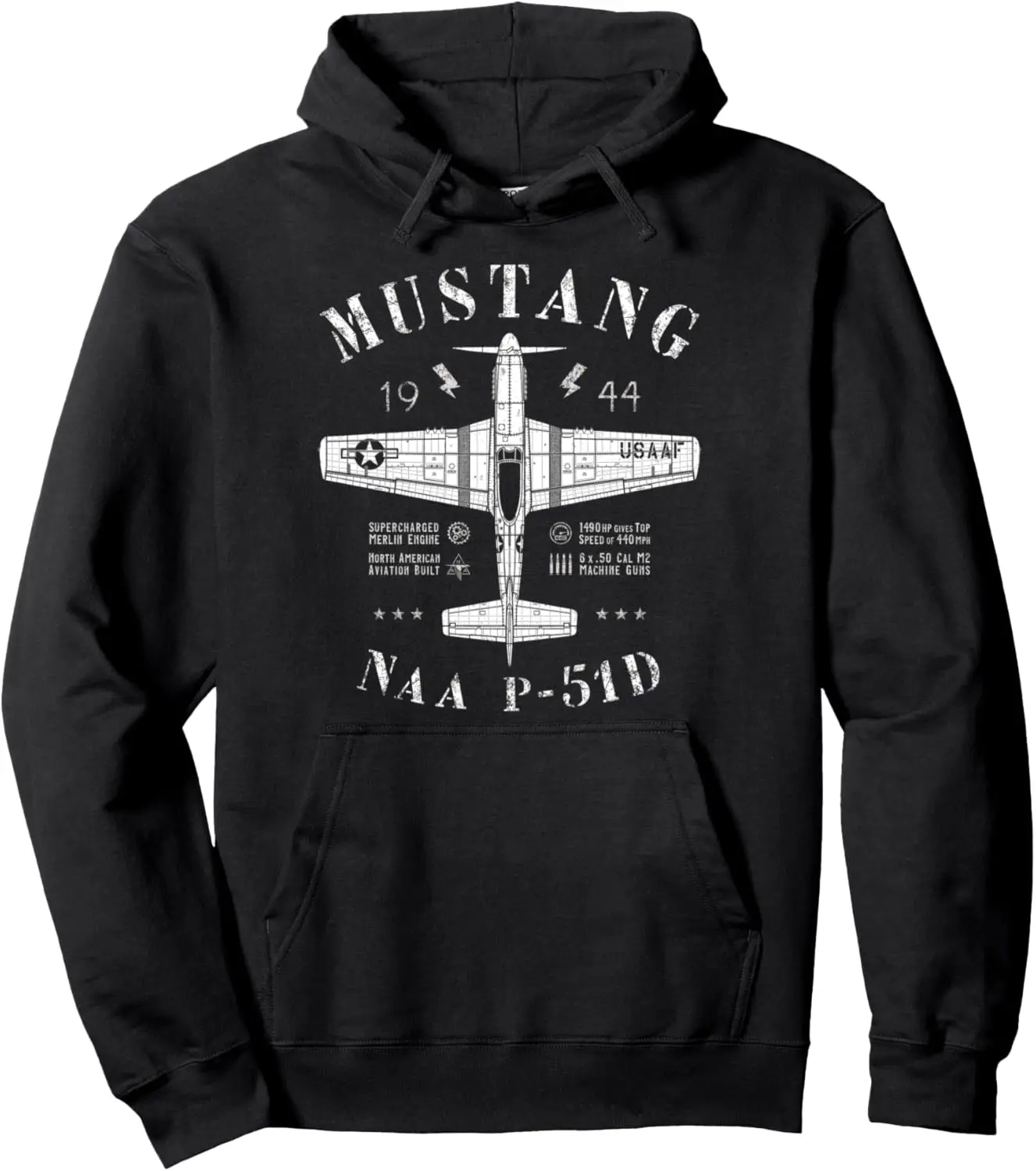 

P-51 Mustang WW2 North American P51 D Vintage Fighter Plane Pullover Hoodie