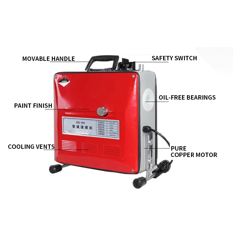 Professional Household GQ-150 Electric Pipe Dredging Machine - Automatic Tool for Toilet Floor Drain & Sewer Dredging