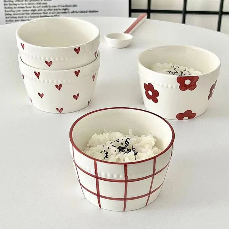 Japanese Simple Senior Sense Rice Bowl Underglaze Color Food Grade Single Special Small Bowl Home Breakfast Soup Bowl Salad Bowl