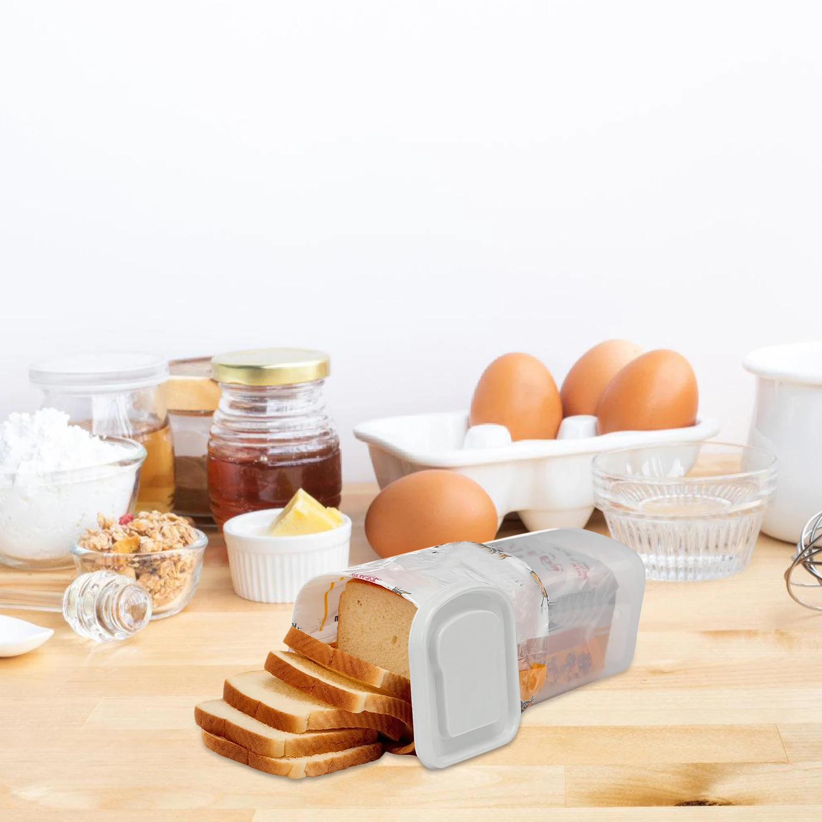 

Bread Containers Storage Airtight Loaf Box Food with Lids Plastic Distributor Pantry