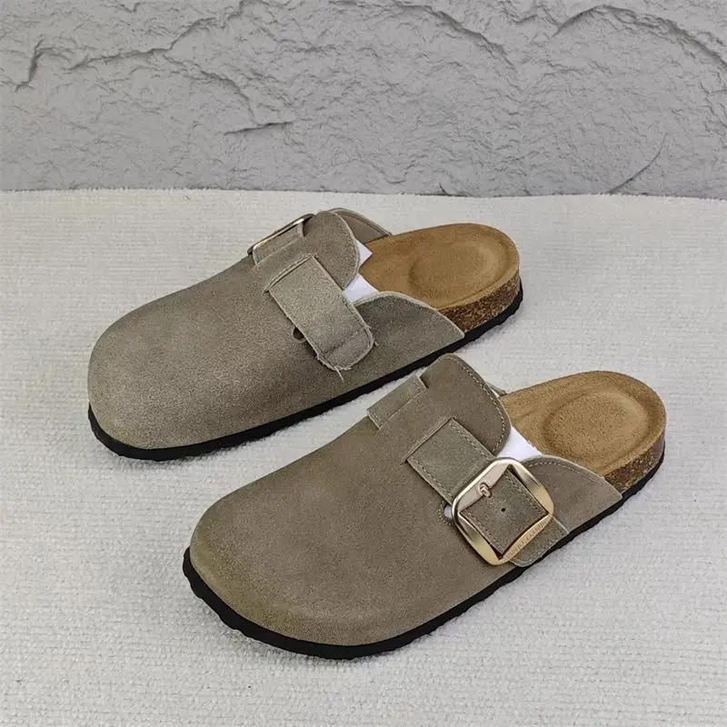 

Fashion Women's Suede Clogs Leather Mules Cork Insole Sandals Men's Women's Clogs Slippers with Arch Support Potato Shoes New