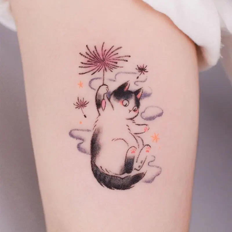 

Cute Temporary Tattoo Stickers Cartoon Cat Tattoo Cheap Goods Art Fake Tattoos for Women Arm Lasting Tatto Festival Sticker