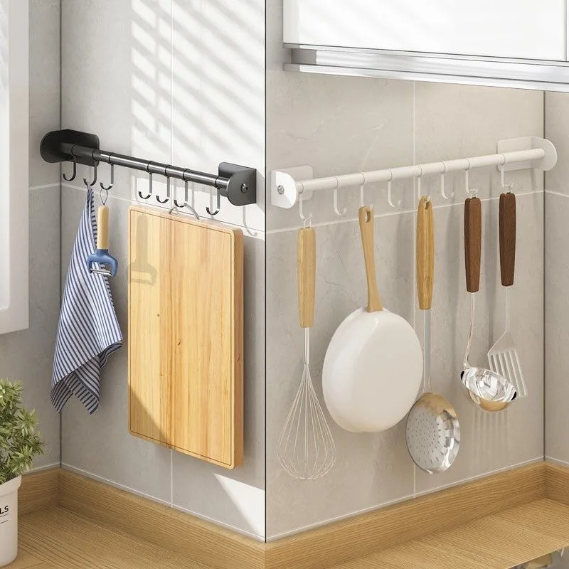 Scaffalature da parete per cucina senza perforazione rack di stoccaggio con gancio senza tracce stoccaggio da cucina asta da appendere a parete