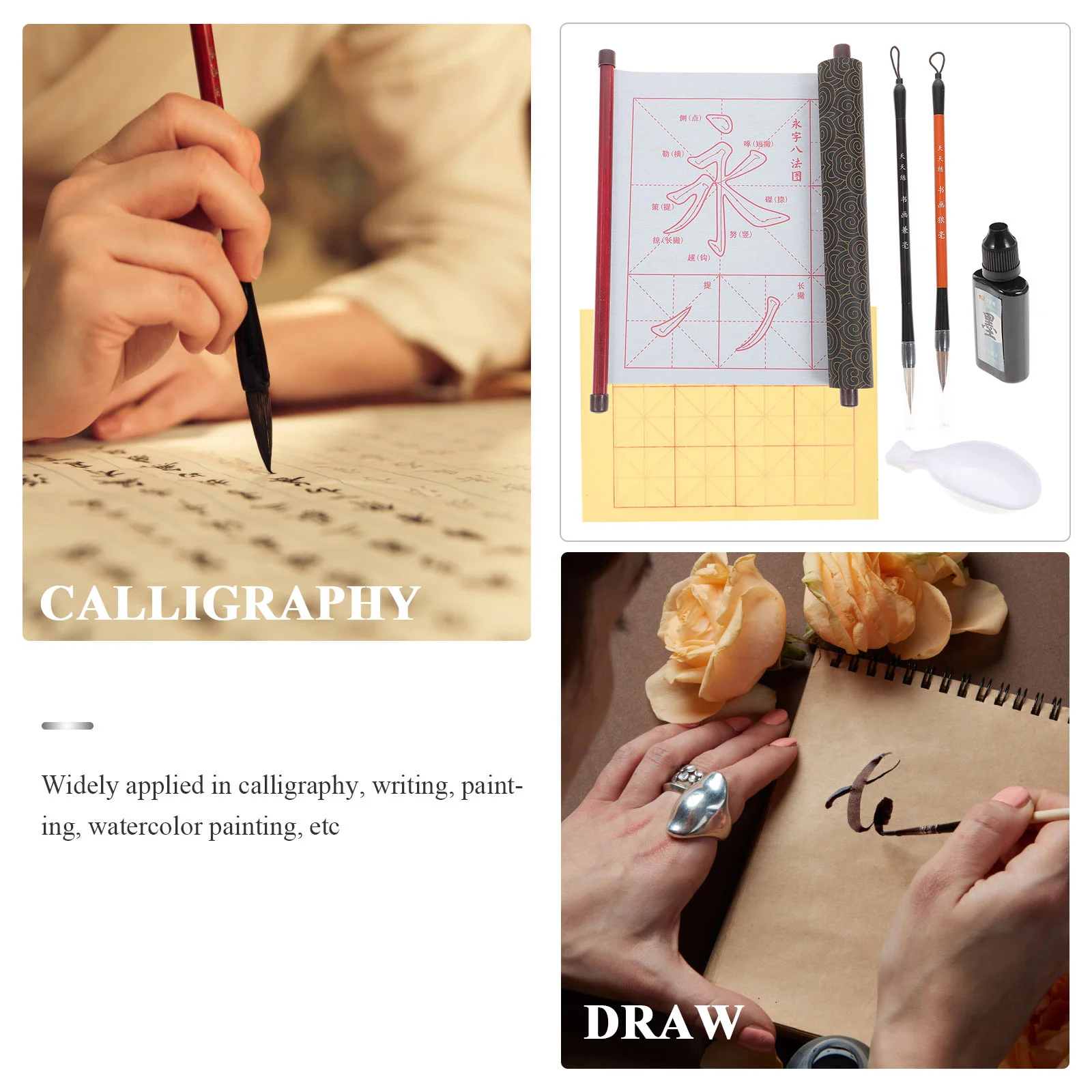 1 مجموعة الصينية المياه الكتابة القماش الخط ممارسة القلم فرشاة دائمة كتاب للمبتدئين الطلاب الفنانين المحمولة