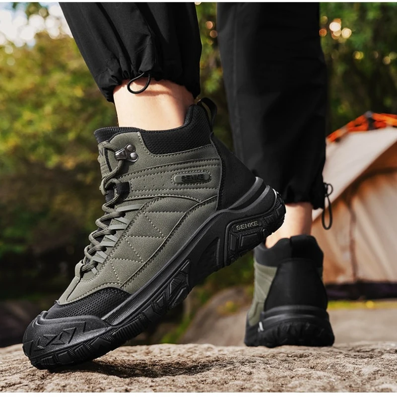 야외 하이킹 신발 스포티한 패셔너블 가죽 표면 트렌디한 모터사이클 캐주얼 전문 브랜드 디자인 암벽 등반 신발