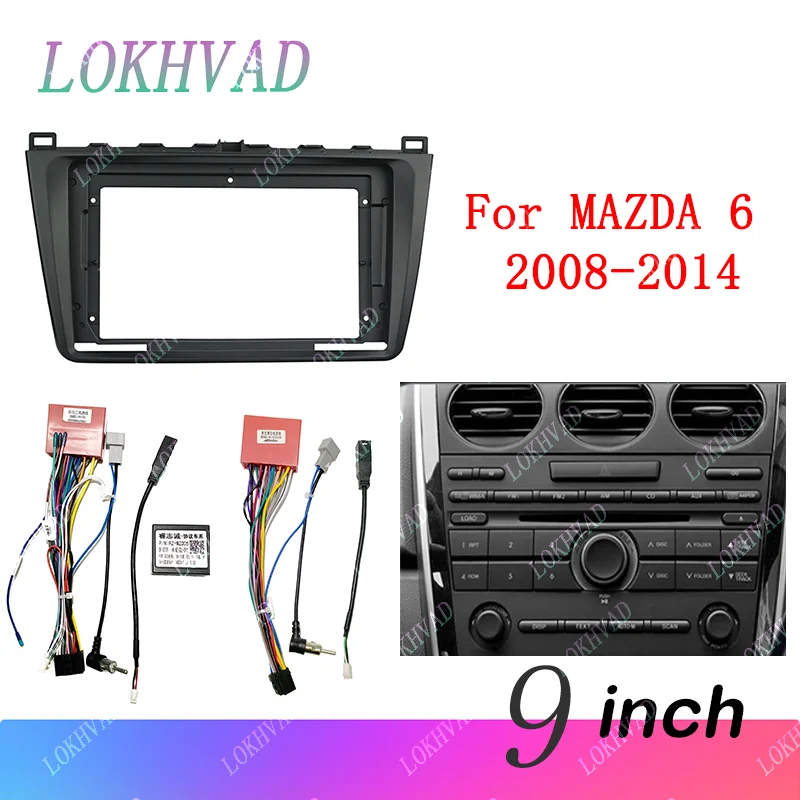 For 2008-2014 Mazda 6 9INCH Car Radio Android Stereo Audio Screen Multimedia Video Player Navigation Cables Harness Frame