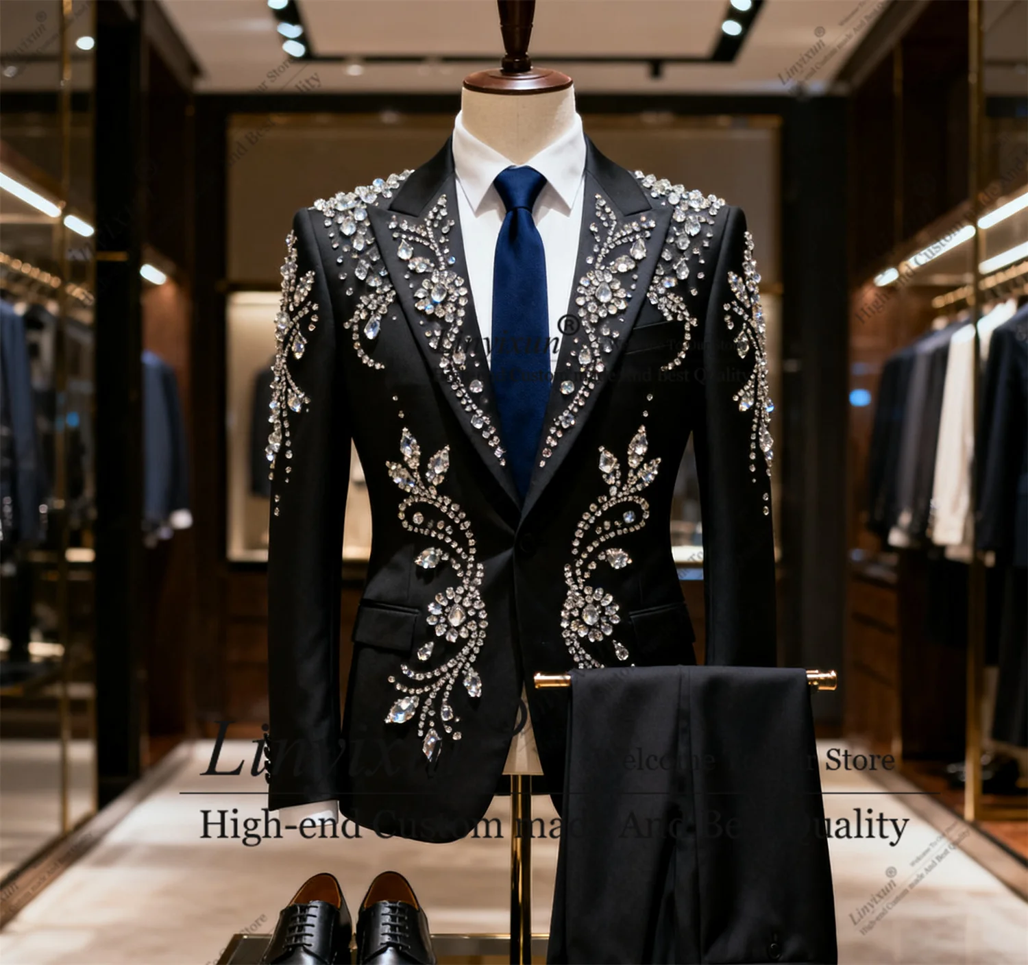 

Формальные мужские костюмы с металлическими украшениями, комплекты из 2 предметов, мужские пиджаки для выпускного вечера, индивидуальные смокинги для жениха с остроконечными лацканами, тонкие Ropa Hombre