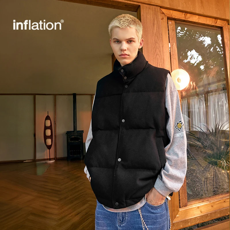 

INFLATION Unisex Turtleneck Sleeveless Vest Streetwear 2024 Autumn Winter Warm 90% White Duck Down Jacket Oversize Waistcoat