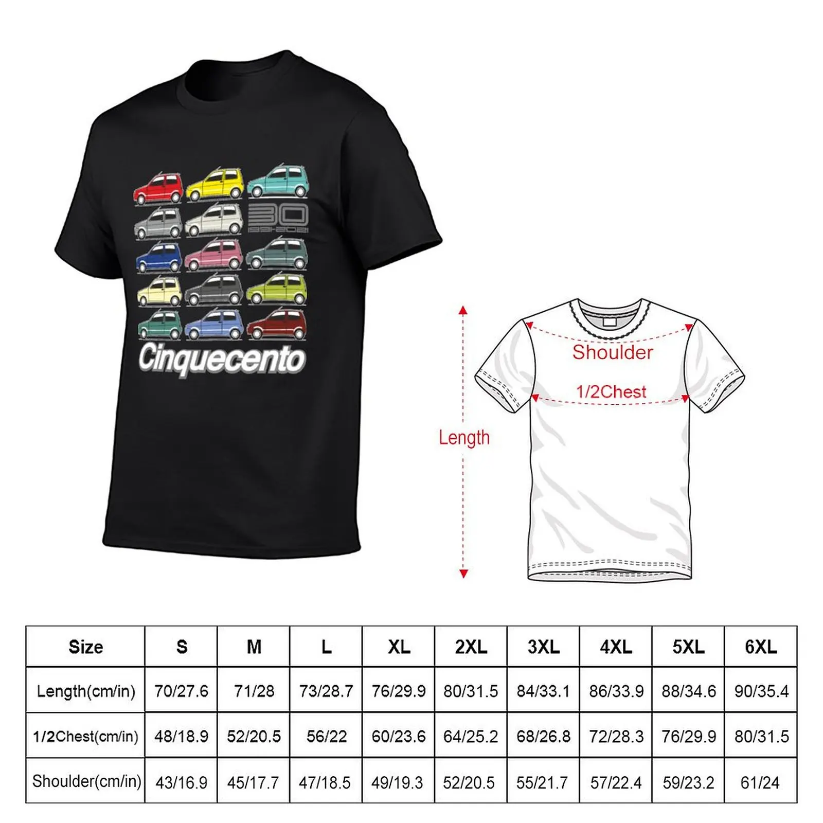Fiat Cinquecento 30 years T-Shirt cute clothes vintage clothes Short sleeve tee mens t shirts