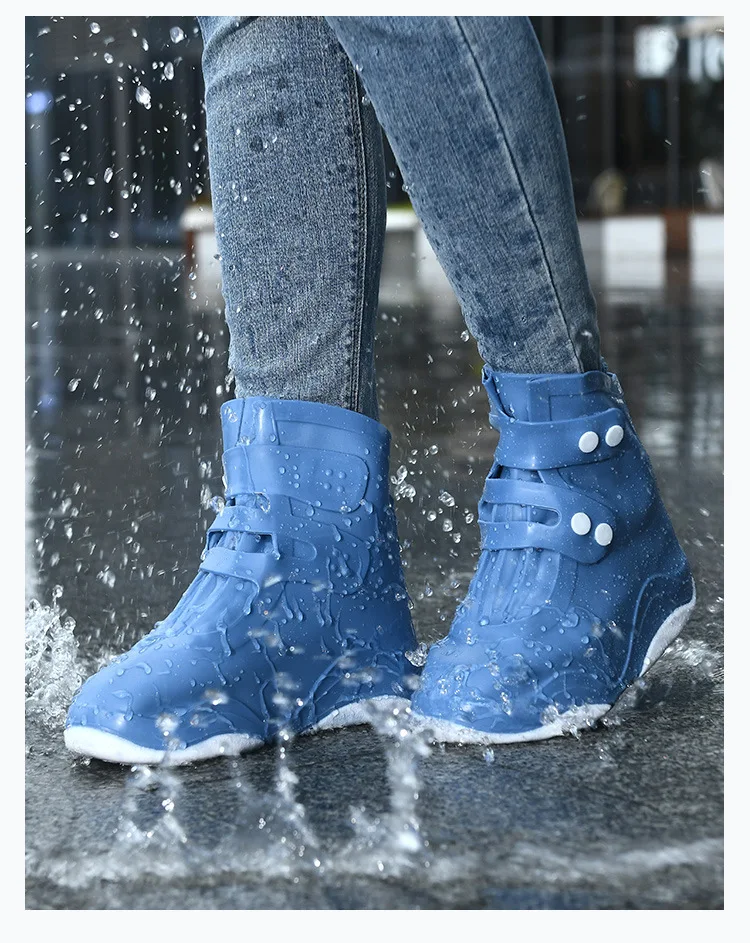 女性用レインブーツ防水靴カバーシリコンレインブーツカバー屋外着用用滑り止め肥厚耐摩耗性大人