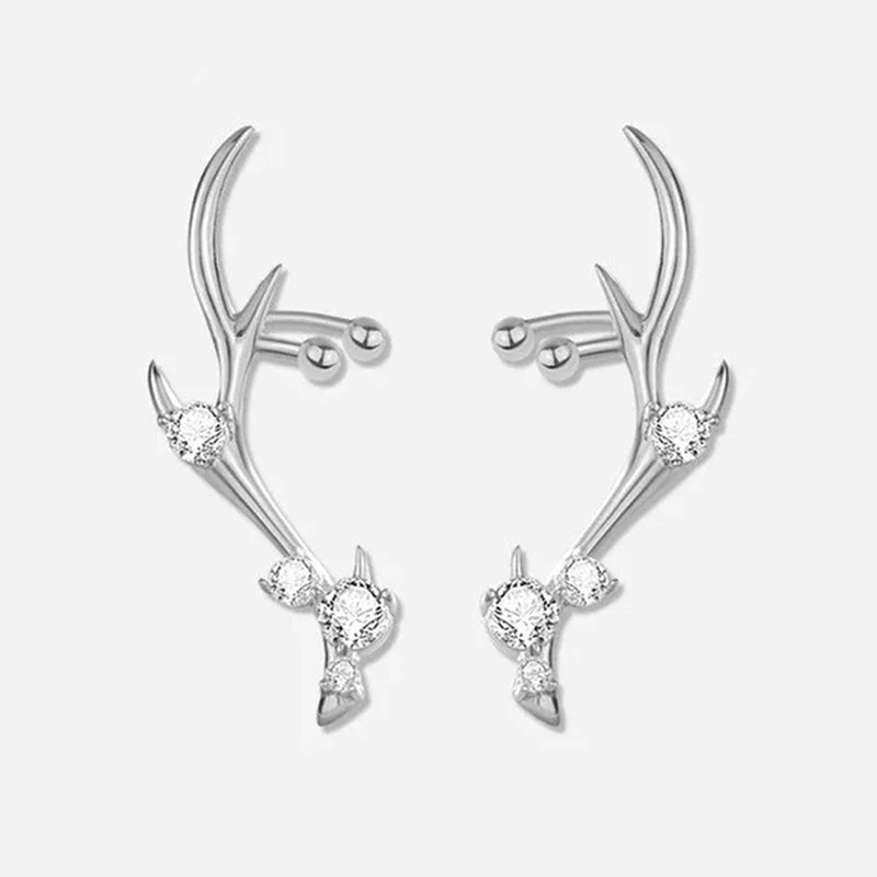 Huitan Elch Geweih Design Ohrringe für Frauen Silber Farbe Kristall cz romantische weibliche Ohrringe Weihnachten Accessoires Schmuck