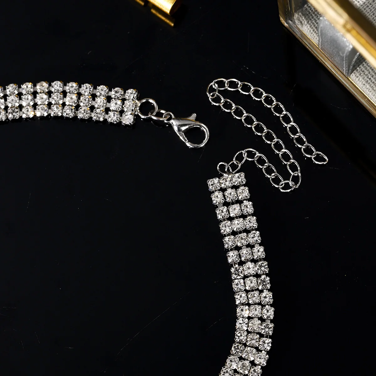 Simple Three Rows Rhinestone Necklace Elegant Crystal Necklace For Women Daily Jewelry Matching Mother's Day Gifts