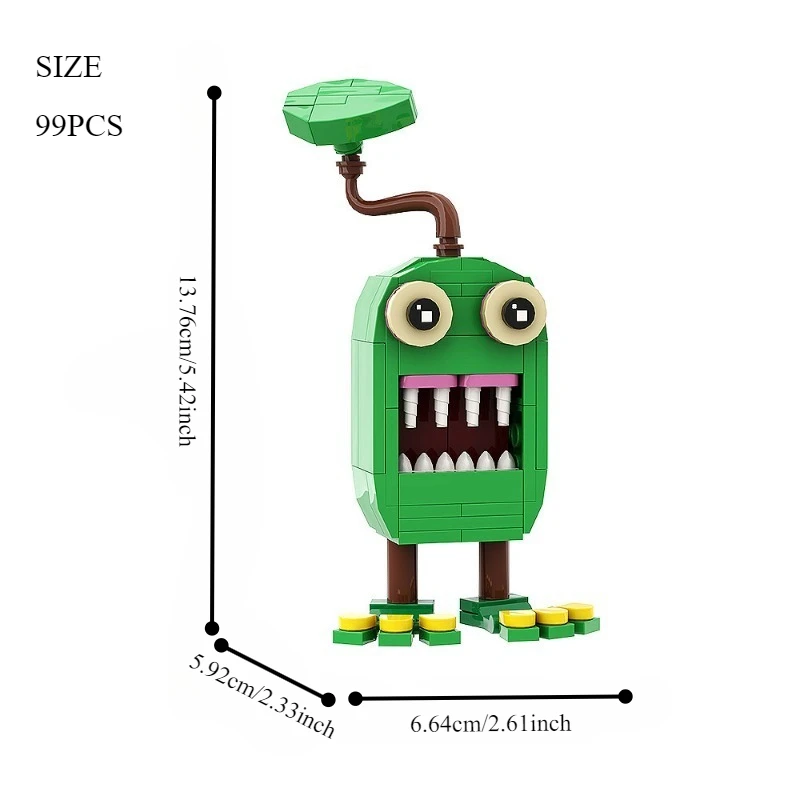 

99Pcs Green Fuzzy Monster Singer Building Block Figure, Adult Collectible Display Model for Teens, Educational Holiday Gift