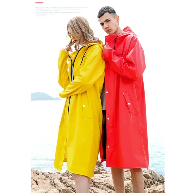 Mode Windjacke Stil PU Lange Regenmantel Lose Reiten Mit Kapuze Regen Mantel Outdoor Wandern Poncho Pendeln Regendicht Werkzeuge Regen Getriebe