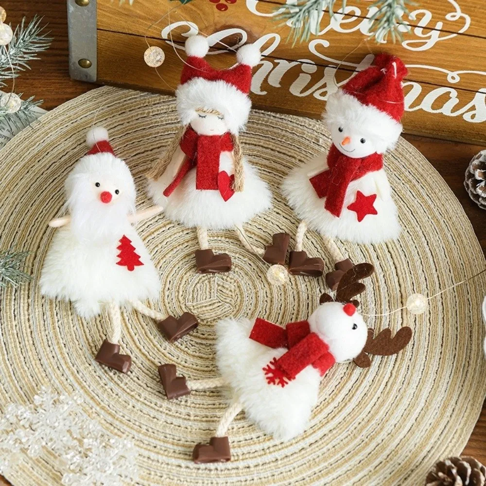 Elk Pattern Christmas Plush Doll Angel Doll Snowman Pattern Stuffed Doll Ornament Hanging Cute Style Christmas Hanging Doll