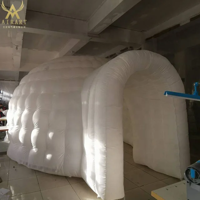 Snow Winter Day Christmas Igloo Tent , Portable Led Lighting Inflatable Dome Tent for Sale Z05
