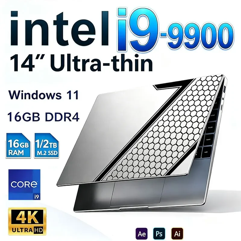 2026 i9 14.1“ PC Laptop Computer Windows 11 Pro Intel Core i9 9900 16GB RAM 1TB SSD Gaming Notebook WiFi 6 Portable Laptops