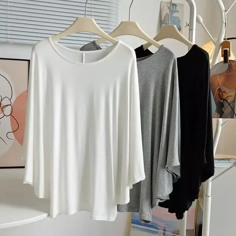 

Loose Batwing Sve Modal T-irt Women's Summer Sun Protection Cloak Casual Home Clothes Top Large Size Comfortable Lazy Sle