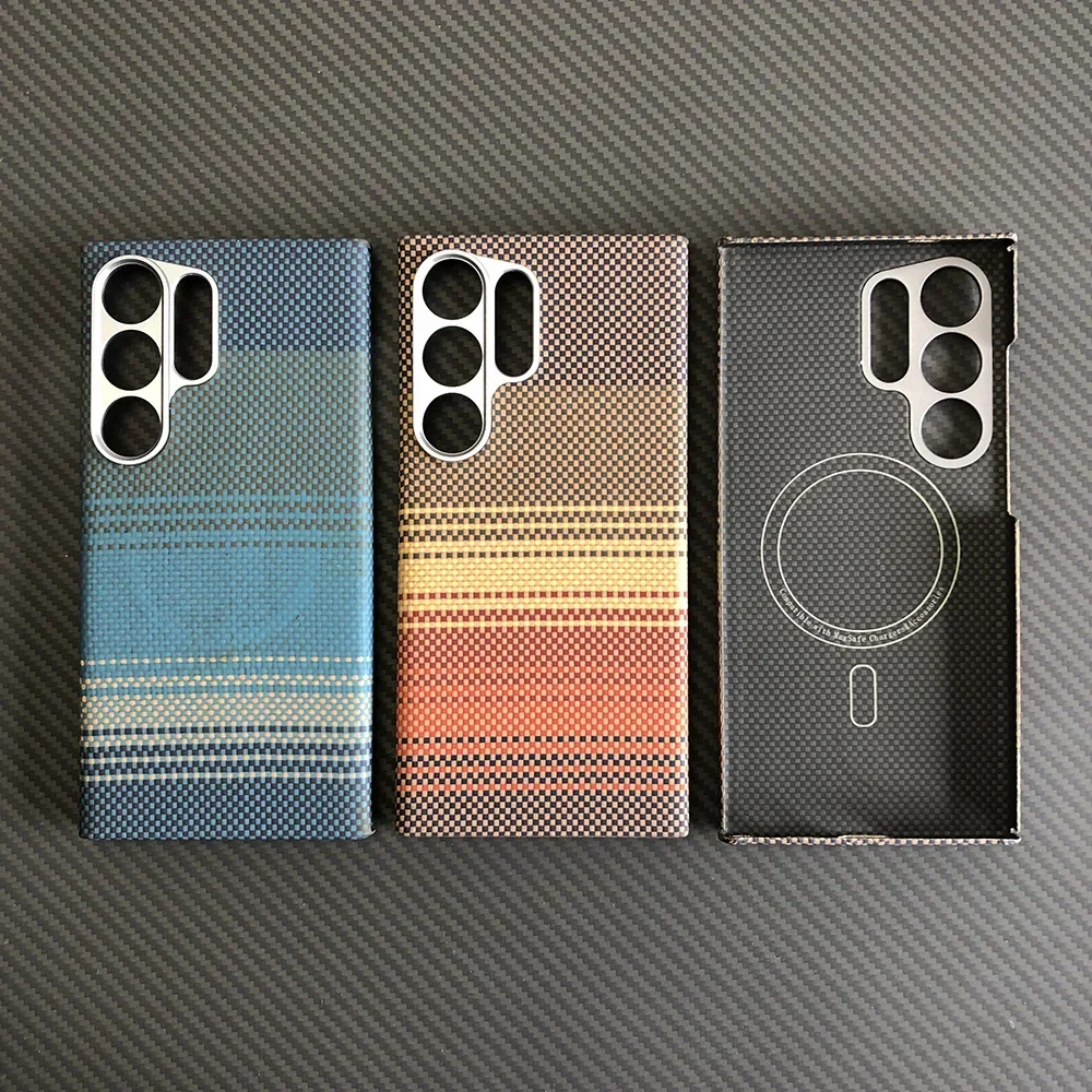 

phone case for Samsung Galaxy S24 Ultra s24u S24U Kevlar case real Aramid Carbon Fiber case Wireless charging Magnetic 11-12