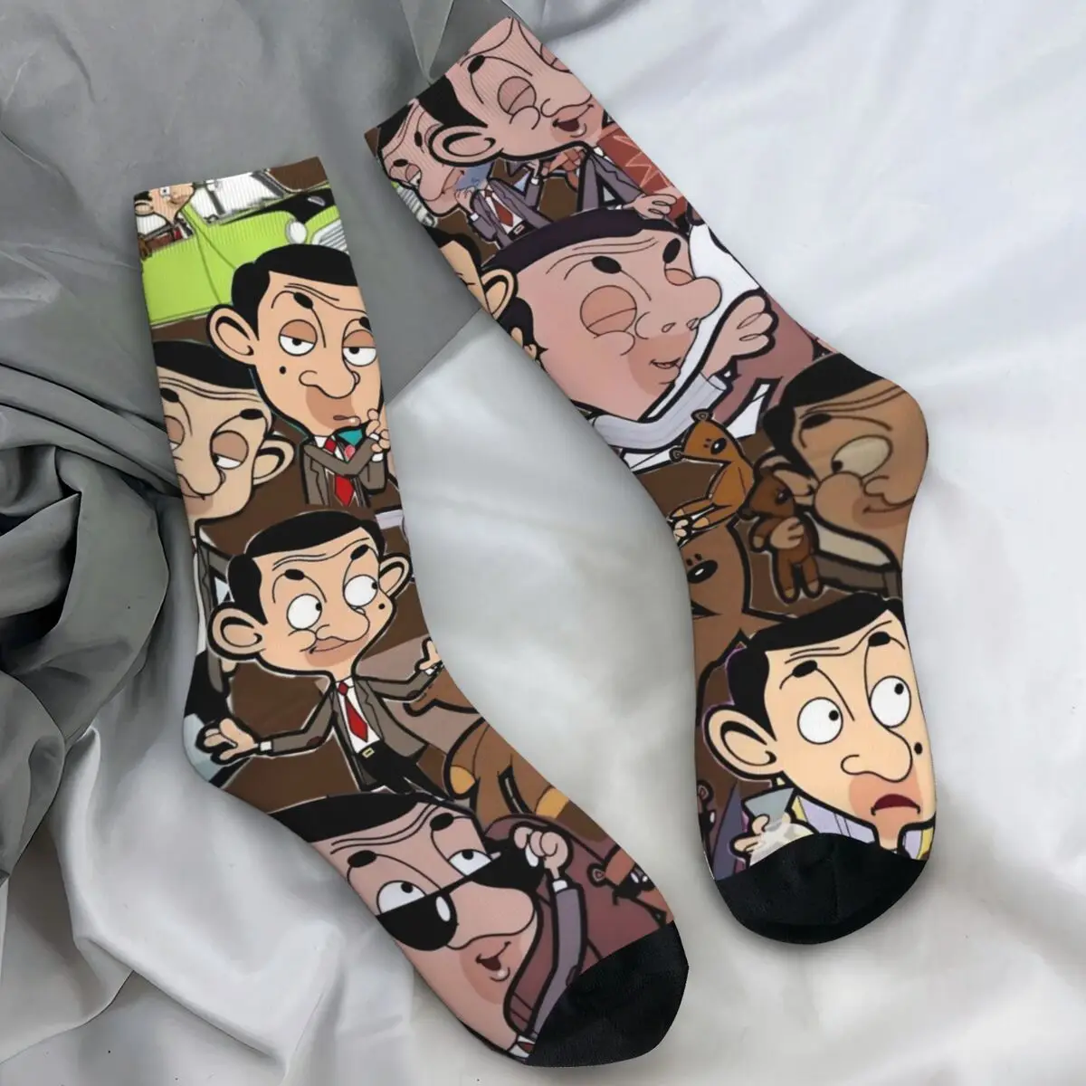 

Женские и мужские носки с героями мультфильмов «Мистер Бин Рябина Аткинсон», чулки для комиксов, средние мягкие носки для отдыха, нескользящие носки для спорта на открытом воздухе