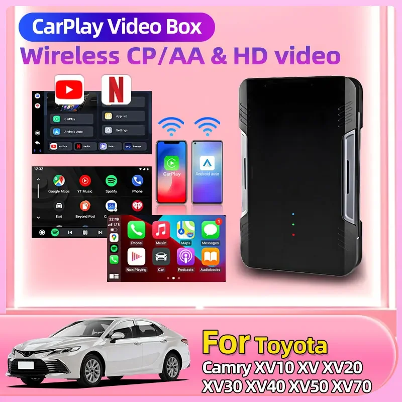 Для Toyota Camry XV10 XV XV20 XV30 XV40 XV50 Wireless Carplay Ai Box Android Поддержка приложения Netflix Youtube Мультимедийная видеобокс